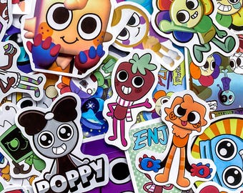 Paquete de 50 pegatinas de Dandy's World, adorables pegatinas de personajes de videojuegos, diseño de mascota de dibujos animados, diseños coloridos y divertidos, pegatinas impermeables para gamers.