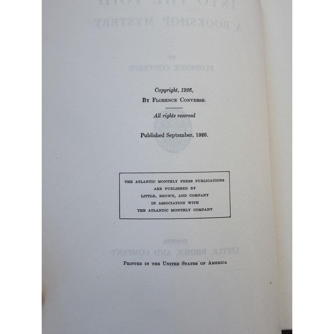 Florence Converse "Into the Void" First Edition 1926 RARE!, photo 4 of 5