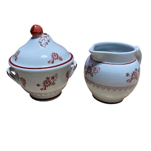 Vintage Staffordshire Crown Devon Chelsea Pattern Sugar Bowl & Creamer China Set