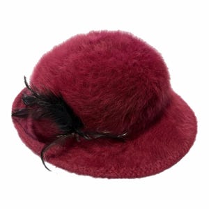 Dyed In The Wool Vintage Acrylic Chenille Burgundy Cloche Hat Made In Ireland Cloche Hat Chenille - Etsy main image 2