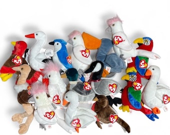 Ty Beanie Baby Lot of 16 Birds. 1996-1999 Excellent Condition