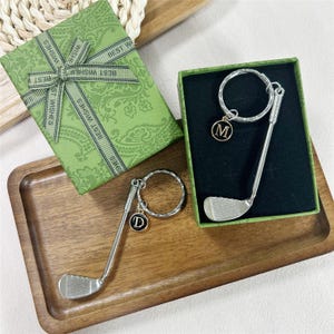 Personalisierter Golfschläger-Schlüsselanhänger – Schlüsselanhänger mit individuellem Namen, Geschenk für Golferinnen und Golfer, handgefertigter Taschenanhänger, Weihnachtsgeschenk für Golfliebhaber