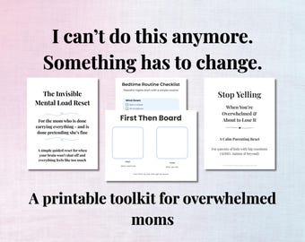 Toolkit Stop Yelling voor moeders, Overwhelmed Mom-resetkit, hulp bij zacht ouderschap, scripts en visuele ondersteuning, ADHD-autismevriendelijk afdrukbaar