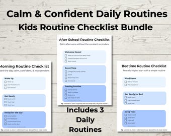 Afdrukbare bundel checklist routine voor kinderen, Morning After School-schema's voor het slapengaan, pdf-pakket dagelijkse routine