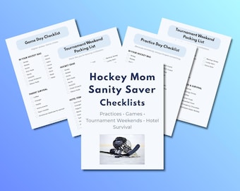 Hockey Mom Sanity Saver Checklists | Hockey Tournament Packing List | Practice Day Checklist | Hockey Parent Printable PDF PNG