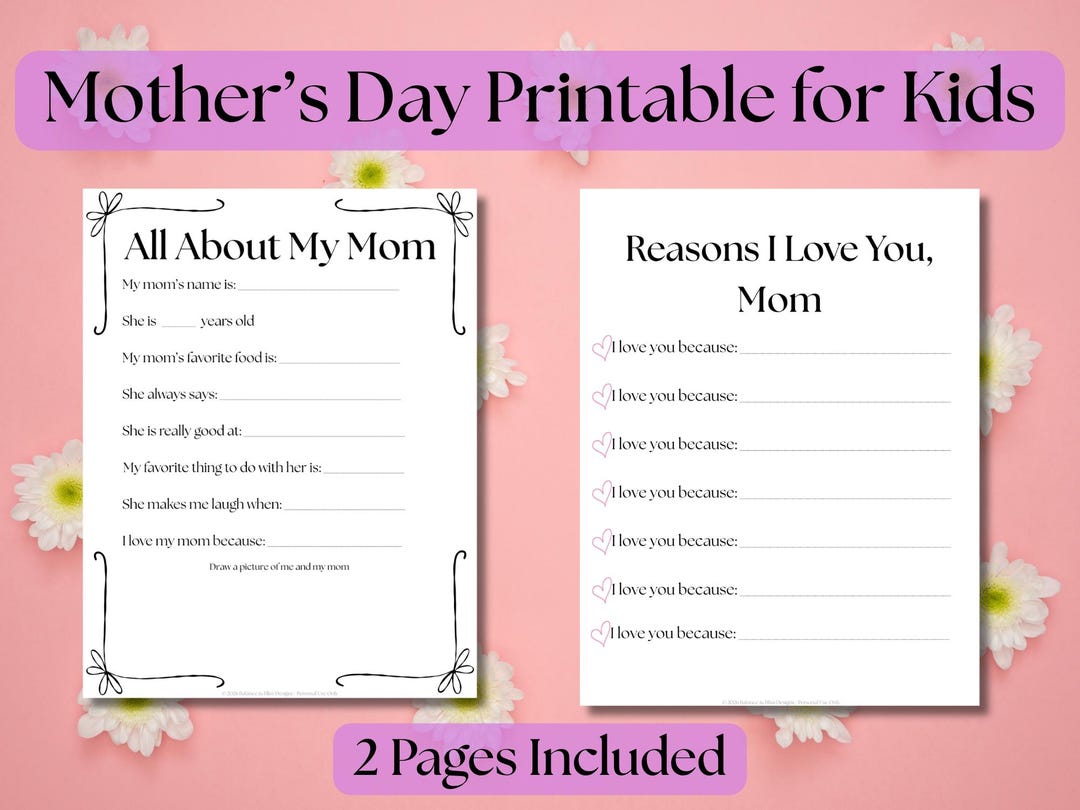 All About Mom Printable Bundle | Mother's Day Activity Pages (digital ...