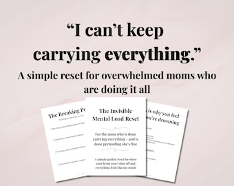Herstel mentale belasting voor moeders, overweldigde moeder afdrukbaar, checklist onzichtbare arbeid, stop met je overweldigd te voelen, burn-out resetten pdf