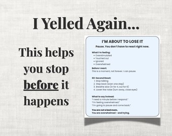 Ik sta op het punt het te verliezen Kalmteplan, stop met schreeuwen Mom Tool, Script Gentle Parenting, Mom Anger Help, Ondersteuning ADHD Autisme Kernsmelting
