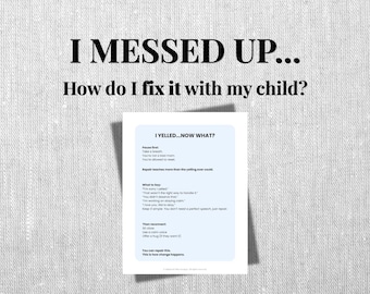 Reparatiescript voor moeders na schreeuwen, wat te zeggen na schreeuwen, Stop met schreeuwen Hulpmiddel voor ouderschap, hulp bij schuldgevoelens, zachtaardig ouderschap, ADHD, autisme