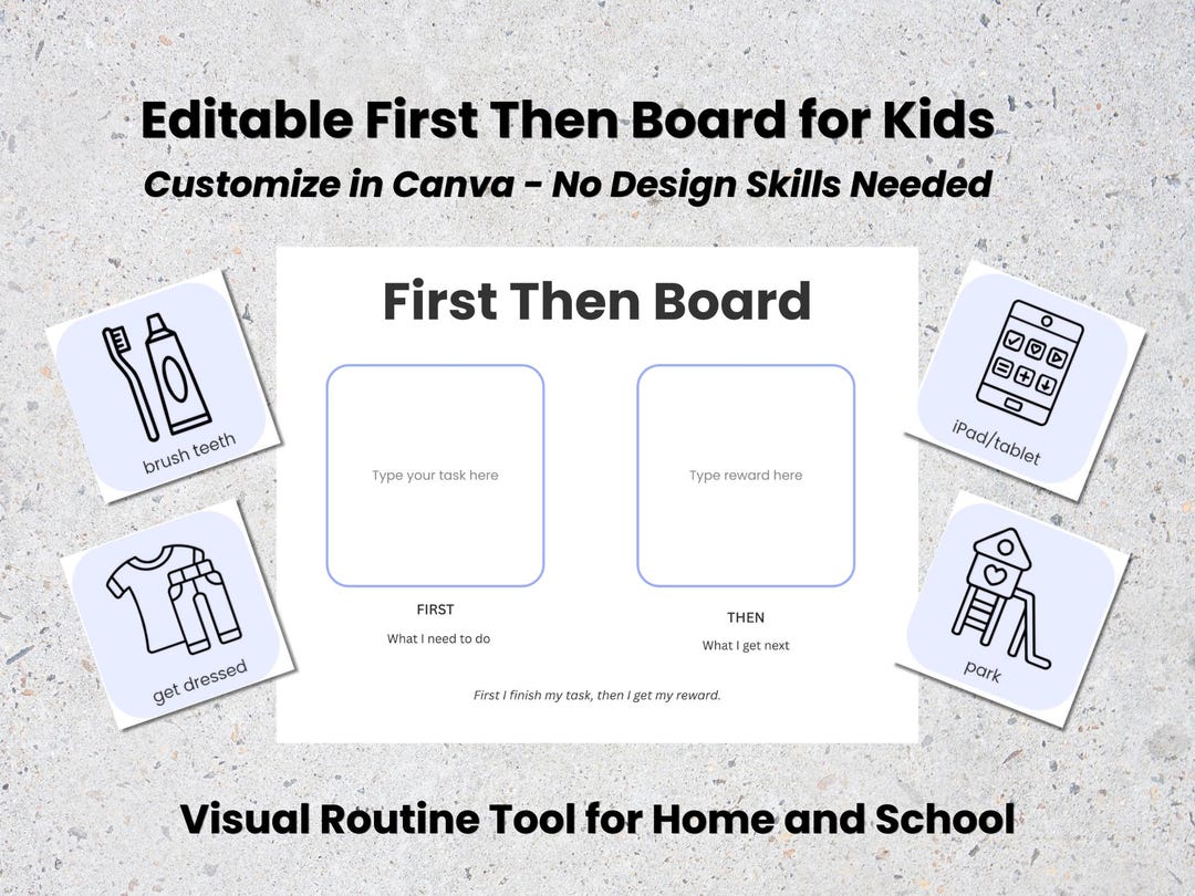 Editable First Then Board Printable for Kids | Visual Schedule, Autism ...