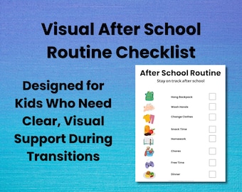 Afdrukbaar schema naschoolse routine voor kinderen, visueel schema, autisme ADHD-routine, pdf-checklist dagelijkse routine