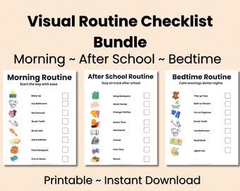 Routinekaartbundel afdrukbaar voor kinderen, Morning After School Visuele schema's voor het slapengaan, Autisme ADHD Routinekaarten PDF