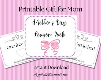 Afdrukbaar Moederdagcouponboek, doe-het-zelfcadeau voor moeder (directe download)