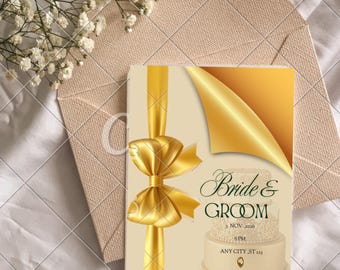 Modèle élégant de faire-part de mariage doré, design minimaliste moderne (téléchargement numérique)