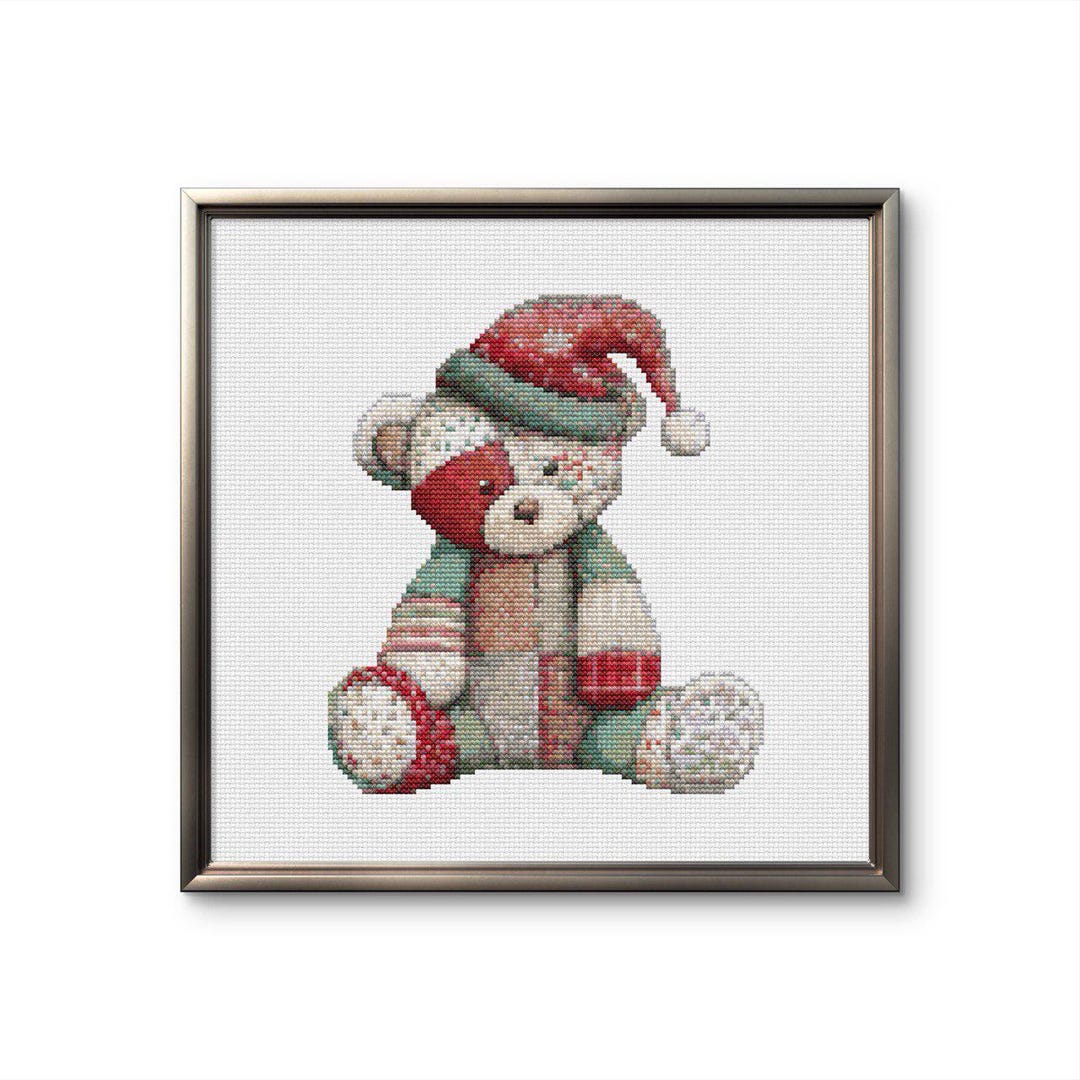 Christmas Teddy Bear Cross Stitch Pattern | Cute Holiday Embroidery PDF ...