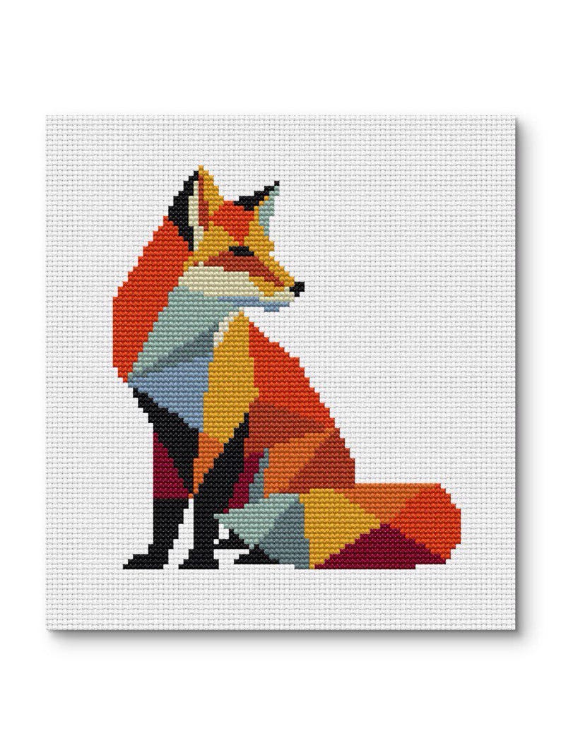 Geometric Fox Cross Stitch Pattern PDF, Modern Animal Embroidery Design ...
