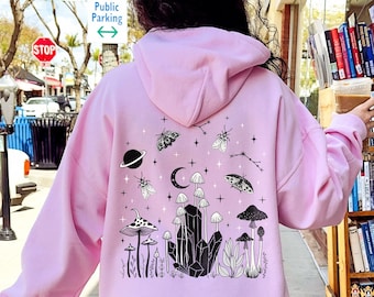 Celestial Moth Hoodie | Magic Mushroom Hoodie | Dark Cottagecore Hoodie | Pastel Goth Hoodie | Emo Clothes | Alt Clothing | Gothic Clothes