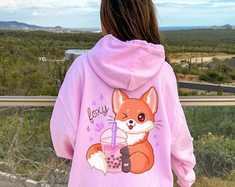 Boba Tea Fox Hoodie Bubble Tea Hoodie Cute Kawaii Hoodie Anime Hoodie Kawaii Fox Lover Gift Oversized Hoodie Option Etsy