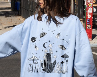 Sudadera Celestial Moth Mushroom / Sudadera Dark Cottagecore / Sudadera Whimsigoth / Ropa Emo / Ropa Alt / Ropa Gótica