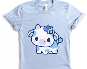 Blueberry Kuh Shirt | Kawaii Kleidung | Kawaii | Blueberry Shirt | Blaues Kuhshirt | Süßes Kuh Geschenk | Anime Kleidung