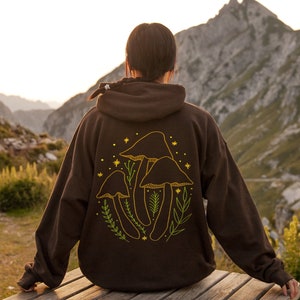 Botanical Mushroom Hoodie | Dark Cottagecore Hoodie | Psychedelic Trippy Magic Mushroom Top | Festival Hoodie | Mycology Alt Clothing