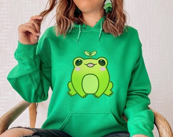 Kawaii Frog Hoodie | Cute Kawaii Clothes | Gifts for Teenage Girls | Anime Hoodie | Oversized Hoodie Option Available