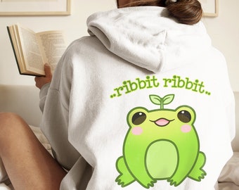 Kawaii Frog Hoodie | Cute Kawaii Clothes | Gifts for Teenage Girls | Ribbit Hoodie | Oversized Hoodie Option Available
