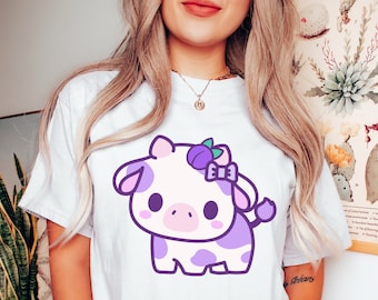 Plumberry Kuh Shirt | Kawaii Kuh | Kawaii | Kuh Liebhaber Geschenk | Geschenke für Teenager Mädchen | Oversized Shirt Option