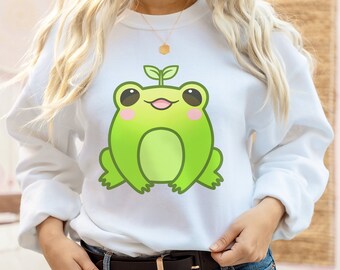 Kawaii Frog Sweater | Cute Kawaii Clothes | Gifts for Teenage Girls | Frog Sweatshirt | Oversized Sweater Option
