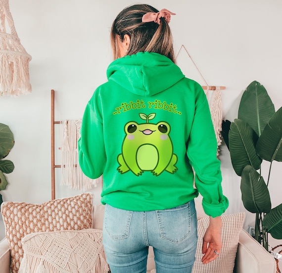 Kawaii Frog Hoodie Cute Kawaii Clothes Gifts for Teenage Girls Ribbit Hoodie Oversized Hoodie Option Available Etsy UK