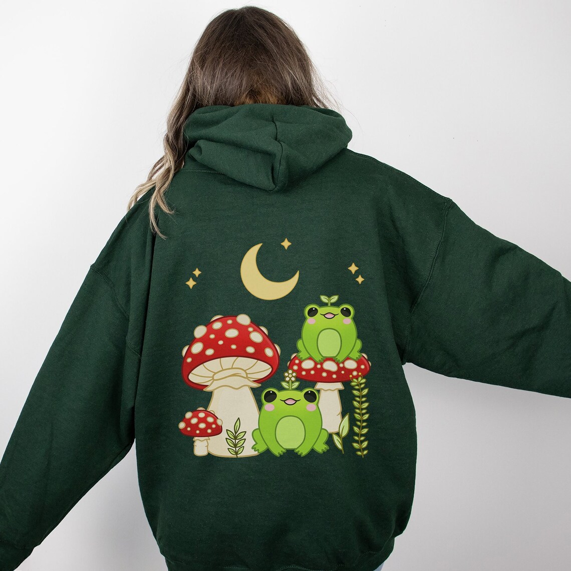 Cottagecore Mushroom Frog Hoodie Cute Kawaii Hoodie Frog Etsy