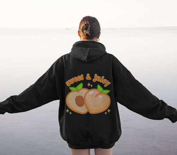 Sudadera con capucha de melocotones Kawaii Peach Peach Clothes Sweet Juicy Fruit Hoodie Flirty Saying Hoodie Hoodie con palabras en la espalda Etsy Mexico