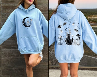 Celestial Moth Hoodie | Magic Mushroom Hoodie | Dark Cottagecore Hoodie | Pastel Goth Hoodie | Emo Clothes | Alt Clothing | Gothic Clothes