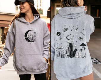 Celestial Moth Hoodie | Magic Mushroom Hoodie | Dark Cottagecore Hoodie | Pastel Goth Hoodie | Emo Clothes | Alt Clothing | Gothic Clothes