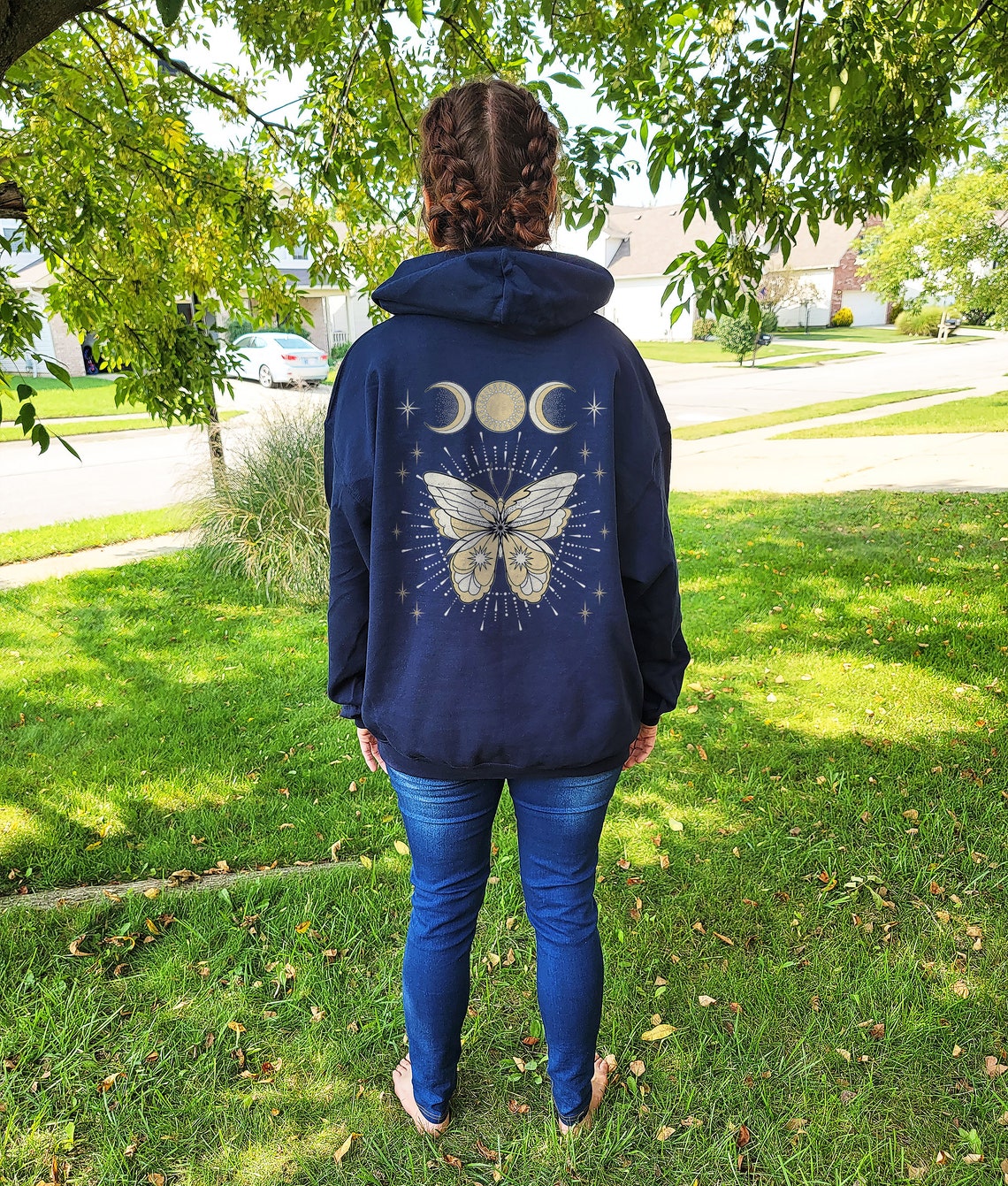 Triple Moon Butterfly Hoodie Celestial Cottagecore Hoodie Etsy