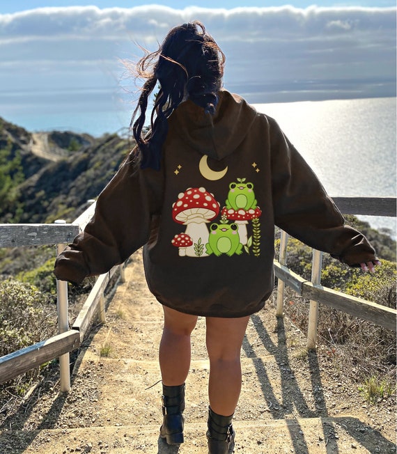 Cottagecore Mushroom Frog Hoodie Cute Kawaii Hoodie Frog Etsy