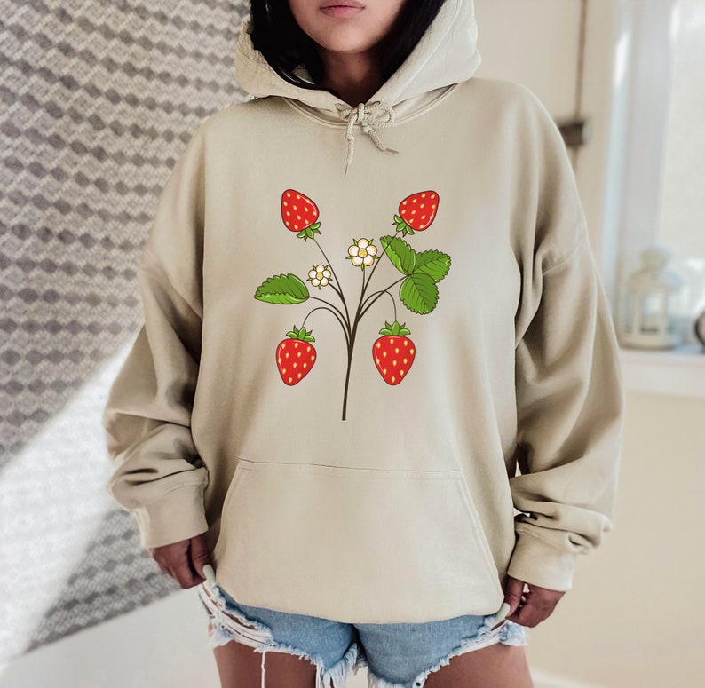Strawberry Hoodie Cottagecore Hoodie Strawberry Clothes - Etsy