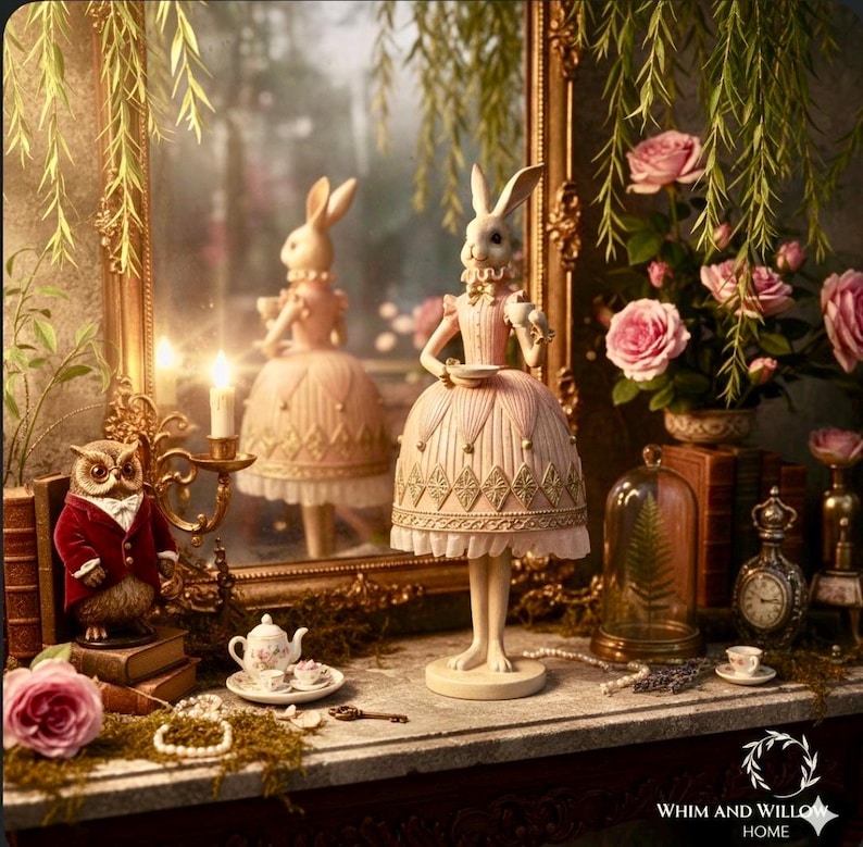 Victorian Tea Party Rabbit Statue – Dapper Hare Figurine, Nursery Decor ...