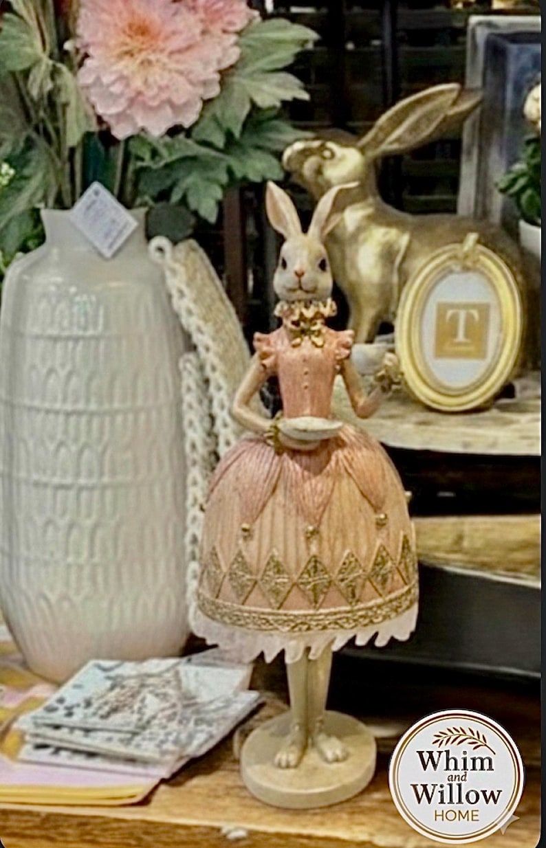 Victorian Tea Party Rabbit Statue – Dapper Hare Figurine, Nursery Decor ...