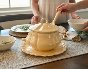 Vintage Spectrum Designz Pumpkin Soup Tureen Set – Ceramic Harvest Kitchen Decor
