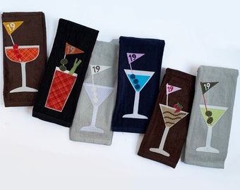 READY TO SHIP Golf Towel, 19th Hole Martini Golf Towel, Cocktail Golf Towel