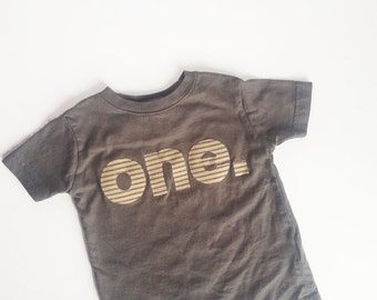 First Birthday Grey Khaki T-Shirt - One Uno Eins Um