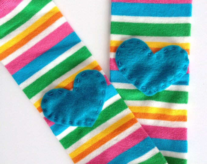 Striped Heart Baby Leg Warmers Yellow Green Pink Turquoise Etsy