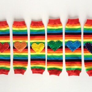 Rainbow Baby Leg Warmers with Pick Your Color Heart Applique image 4