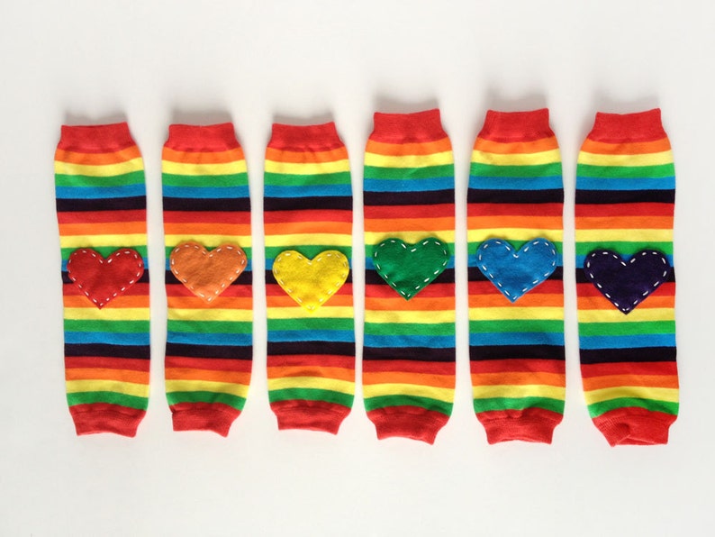 Rainbow Baby Leg Warmers with Pick Your Color Heart Applique image 4