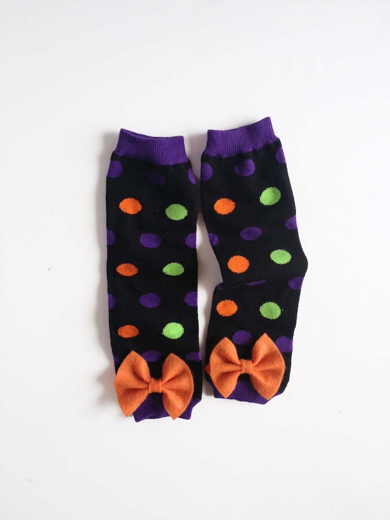 Halloween Baby Leg Warmers Polka Dots With Bows Orange Etsy