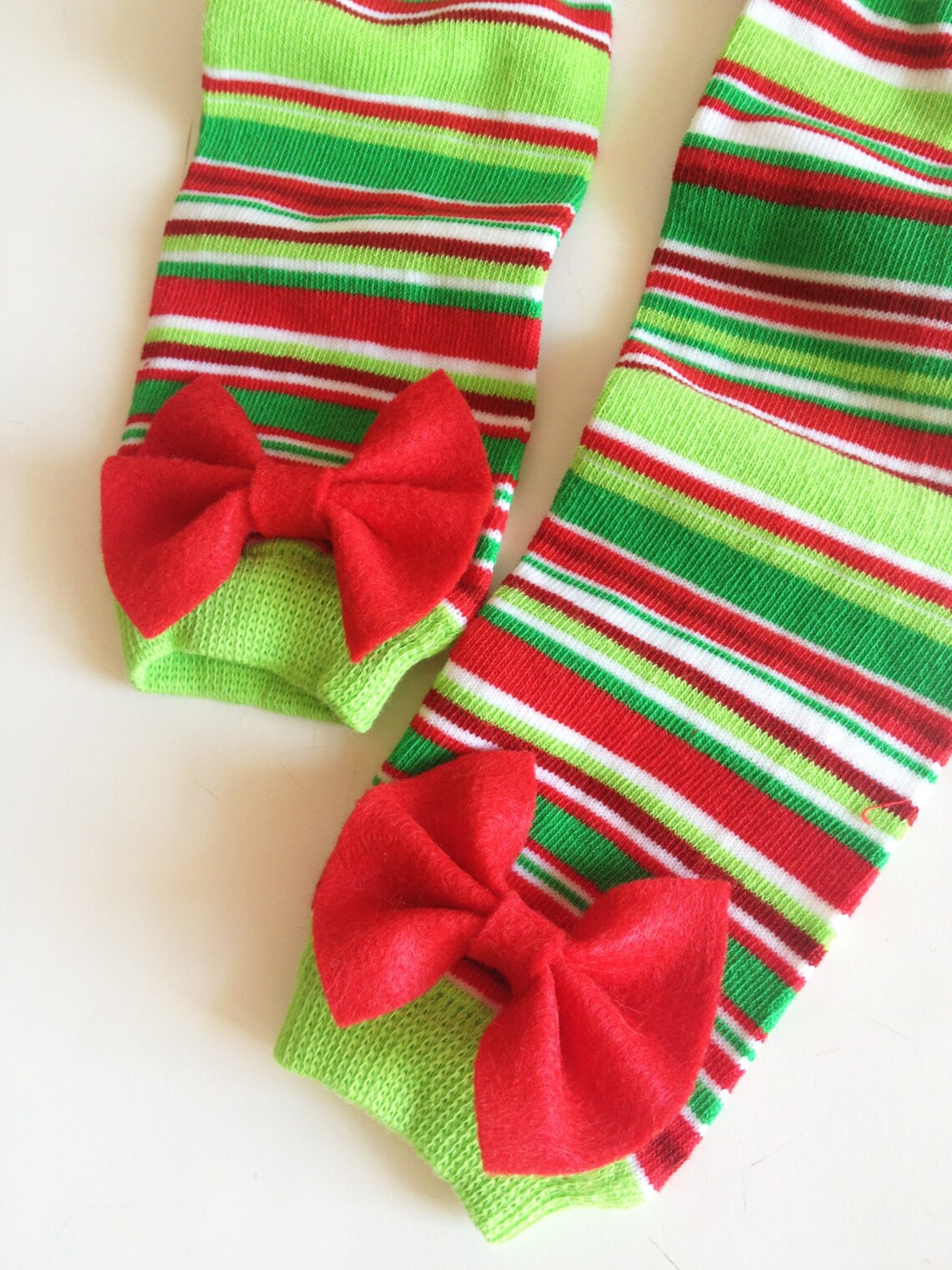 Christmas Stripe Baby Leg Warmers With Bow Pick Your Own Etsy