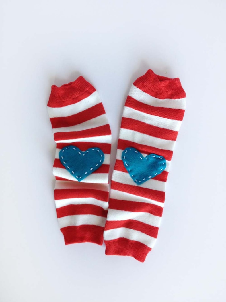 Valentine Heart Baby Leg Warmers Red and White With Turquoise Etsy