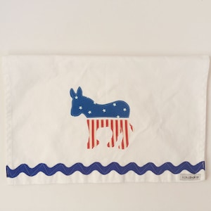 Toalha huck de algodão branco burro democrata para cozinha ou banheiro com rack azul rick