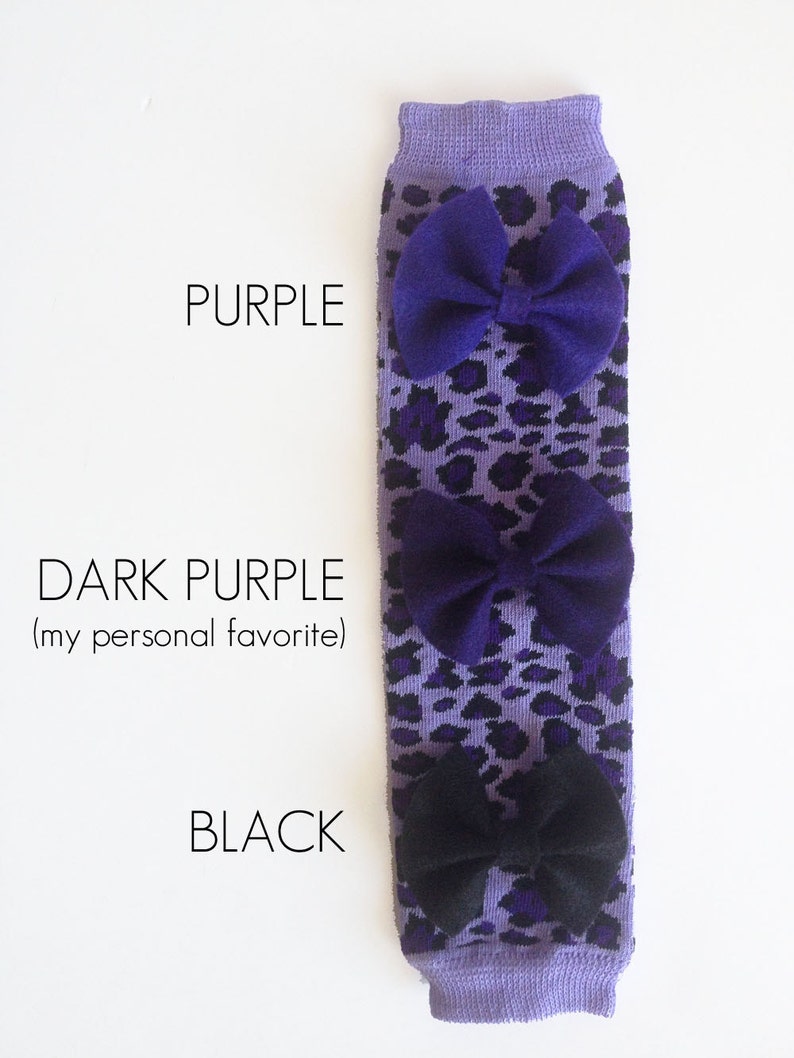 Purple Leopard Print Baby Leg Warmers with Bow Etsy